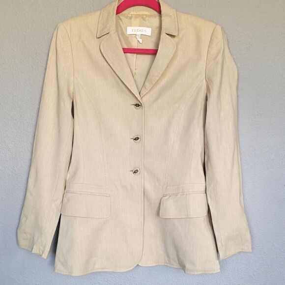 Vintage ESCADA Tan  wool/linen blend Size EU 34/ Small - Picture 13 of 16